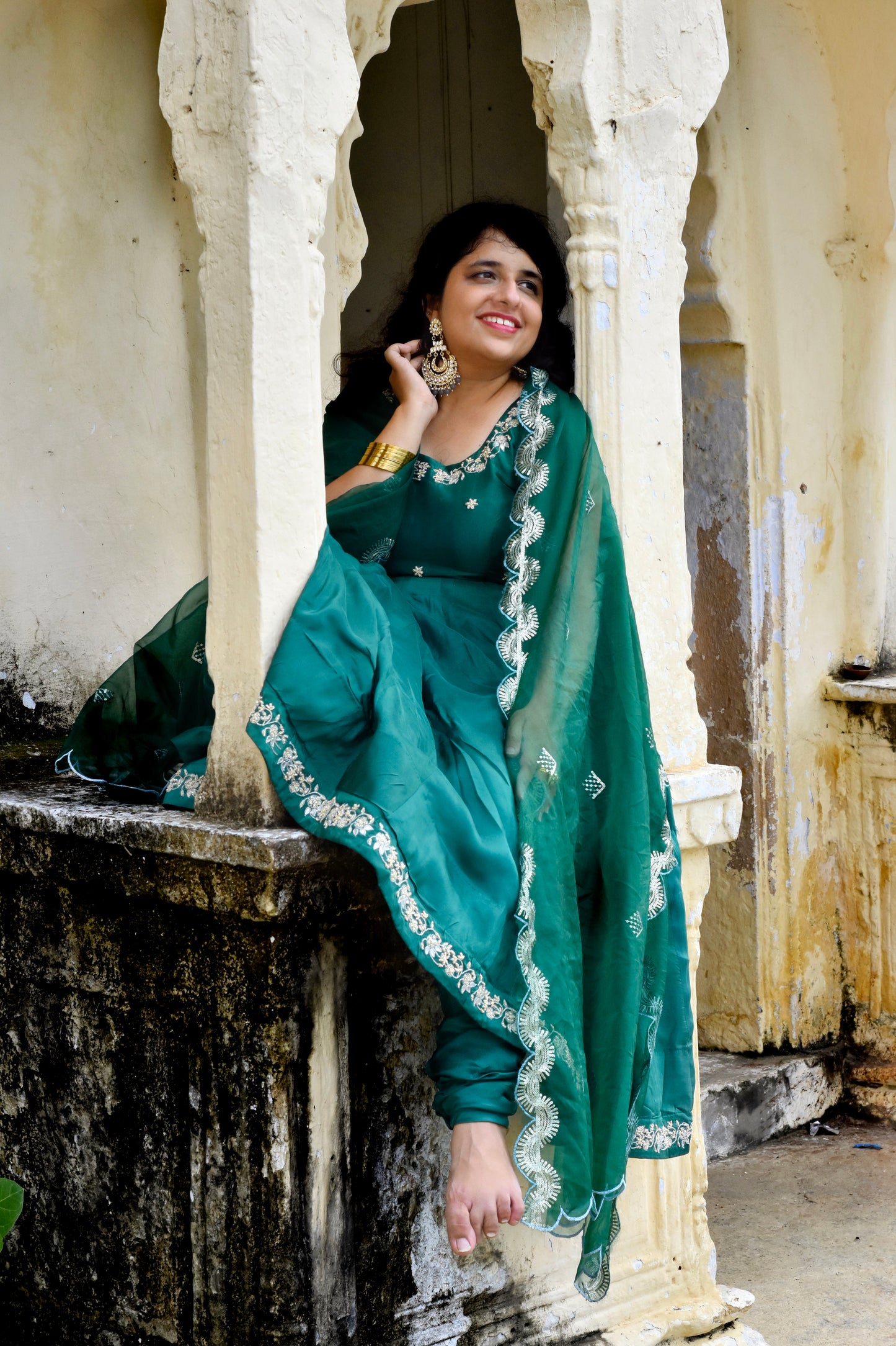 Pine Green Anarkali set