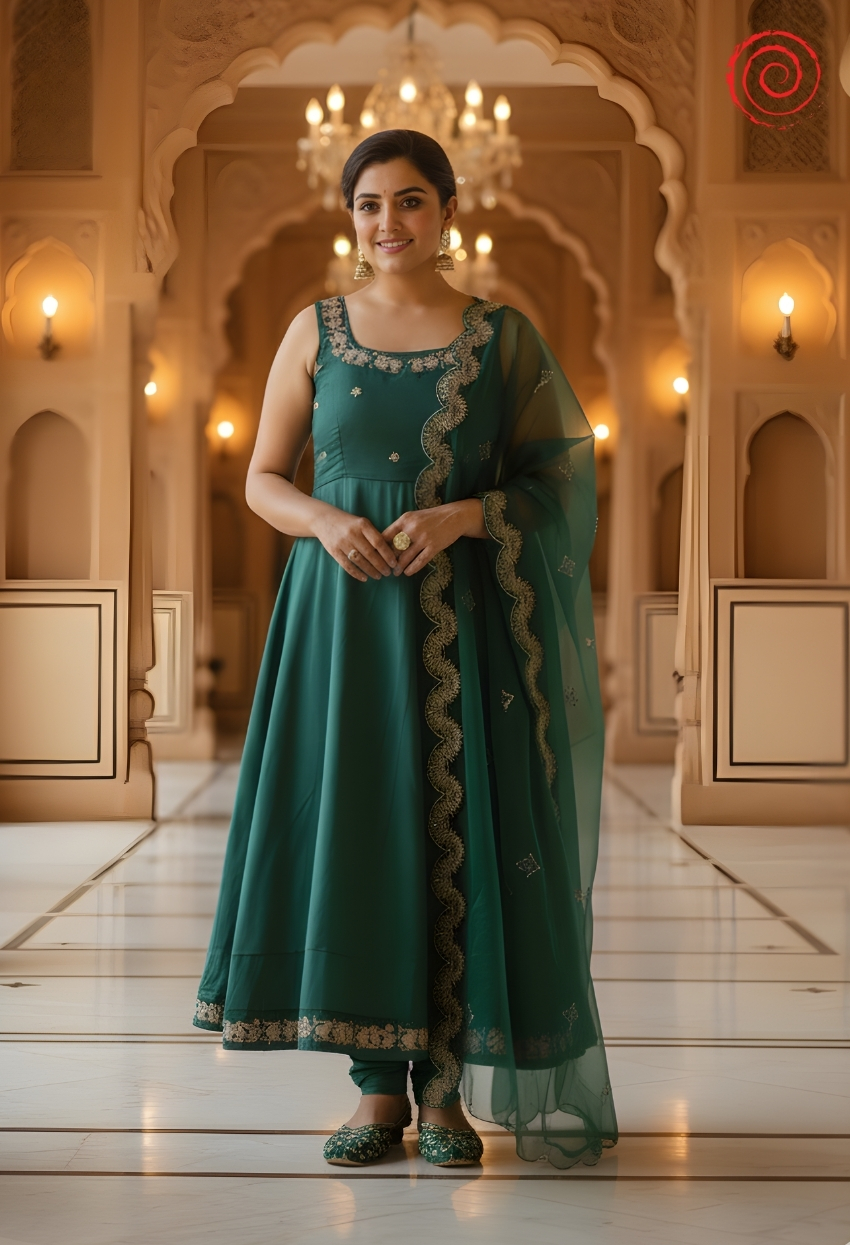 Sattva Green Anarkali Set house of sivana 01 (14) Sattva Green Anarkali Set