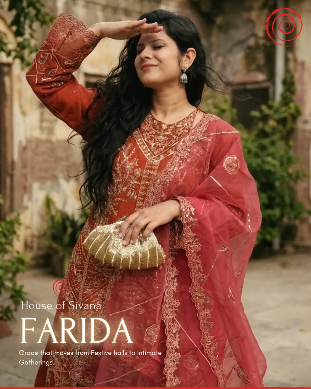 FARIDA – Rust Organza Anarkali